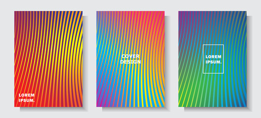 modern luxury cover design set gradation line hologram style effect colorful background vector