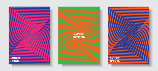 modern cover set design line wave style effect colorful background vector