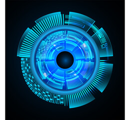 Blue eye cyber circuit future technology concept background