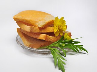 Dry rusk bread isolated on white background. Healhty breakfast menu
