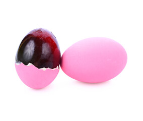 Preserved egg isolated on white background