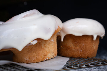 cinnamon rolls glazed with milk and sugar