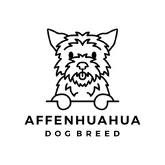 affenhuahua dog monoline logo vector icon illustration