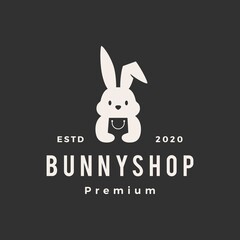 rabbit bunny shop store hipster vintage logo vector icon illustration