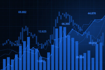 Stock market crash economic graph with diagrams, business and financial concepts and reports, abstract blue technology communication concept and forex trading