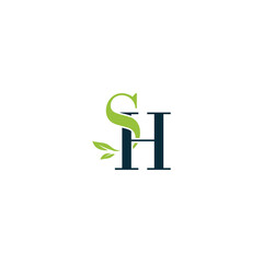 SH nature letter logo design vector template