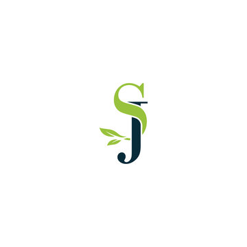 SJ nature letter logo design vector template