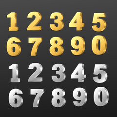 Vector 3d gold and silver numbers.