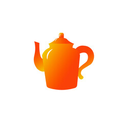 The orange teapot is for the kitchen. Vector illustration isolated on white background.For icons or logos. 