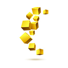 Design element of golden metallic cubes realistic vector illustration isolated.
