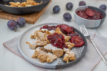 Kaiserschmarrn is a traditional Austrian or German sweet pancake dessert