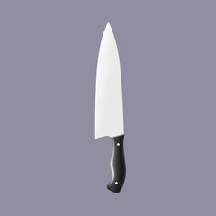 New chef knife on a gray background.