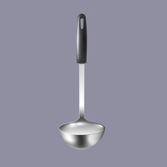 Soup ladle or kitchen big spoon template realistic vector illustration isolated.