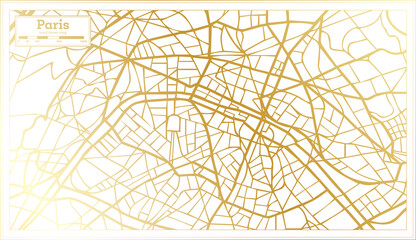 Paris France City Map in Retro Style in Golden Color. Outline Map.