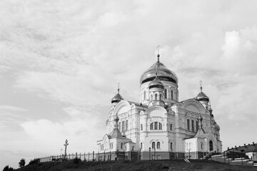 Old stone Christian Orthodox church in Belogorsk
