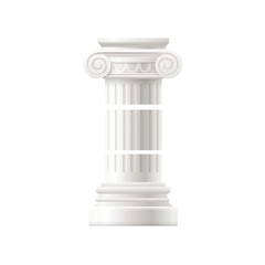 Naklejka premium White Ionic order Greek column isolated on white background.