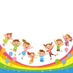 虹の上をジャンプする子供達