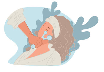 Beauty salon facial roller tool for rejuvenating skin