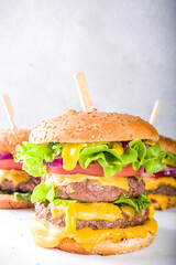 Tasty grilled homemade cheeseburgers