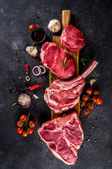 Set of meat steaks