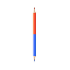 Double sided colored pencil - realistic school education supplies element.