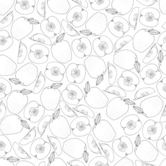 coloring book Wallpaper seamless pattern of apples