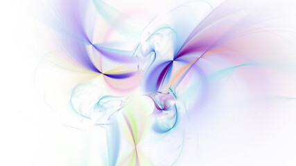 Abstract colorful blue and violet blurred shapes. Fantasy light background. Digital fractal art. 3d rendering.