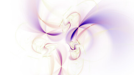 Abstract colorful beige and violet blurred shapes. Fantasy light background. Digital fractal art. 3d rendering.