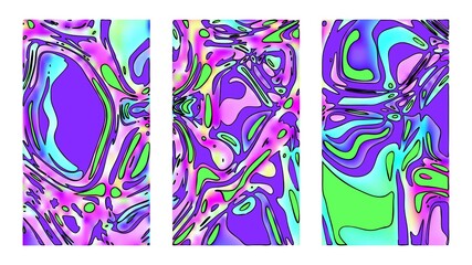 Vibrant psychedelic street graffiti background. Neon violet illusion, curvature. Abstract artistic fluid. Good vibes hippie template