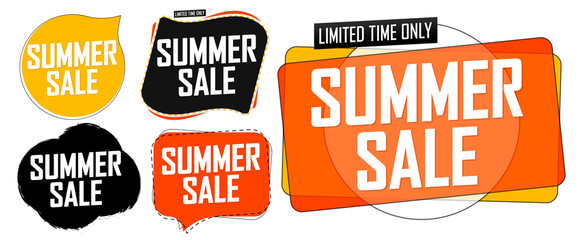 Obraz premium Set Summer Sale banners, discount tags design template, vector illustration