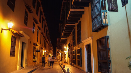 Fototapeta premium narrow street in the old town of Cartagena Colombia - Centro Historico