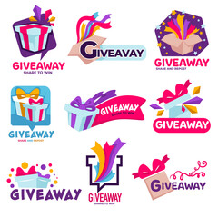 Giveaway banner for social media contests, presents for followers