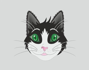 Cute cartoon cat head. Vector illustration.