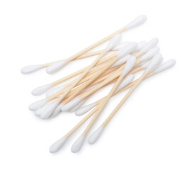 Bamboo swabs on a white background