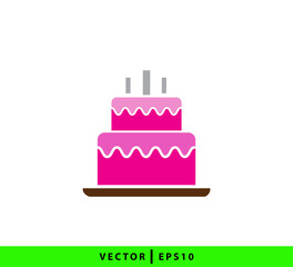 Birthday cake icon vector logo template illustration
