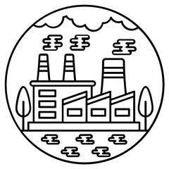 
Building with chimney depicting factory outlet icon in style
