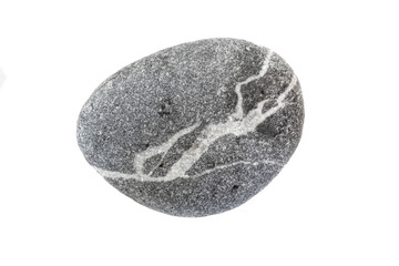 Isolated peble stone cut out on white background in extreme resolution and macro detail.