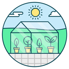
Icon of a house having  plants depicting greenhouse
