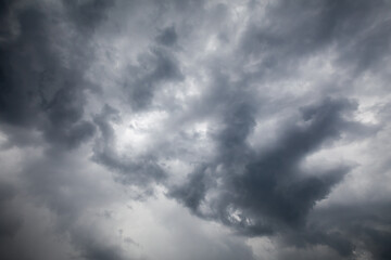 Dramatic sky with dark stormy clouds, abstract photo