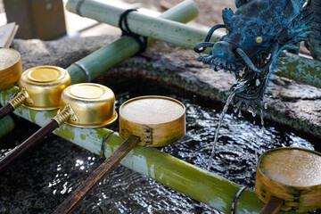 手水舎　神社　手洗い　龍
