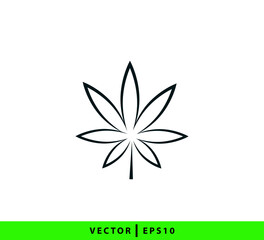 Leaf cannabis icon flat style logo template