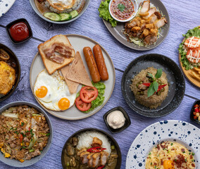 Thai Food Mixed Meals, with American Breakfasts 