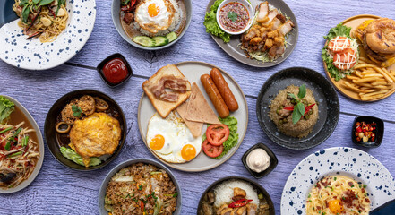 Thai Food Mixed Meals, with American Breakfasts 