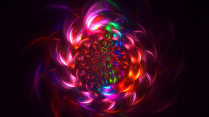 3D rendering abstract multicolor fractal light background