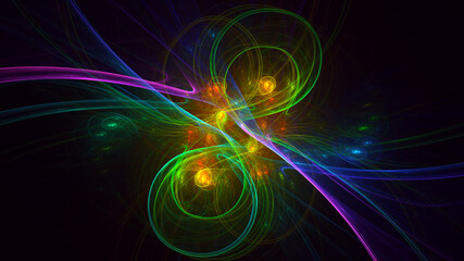 3D rendering abstract multicolor fractal light background