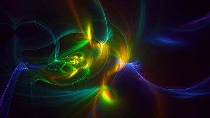 3D rendering abstract multicolor fractal light background