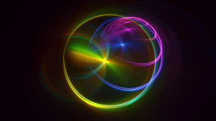 3D rendering abstract multicolor fractal light background