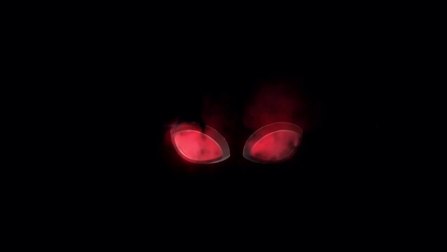 Animation red eyes on black background.
