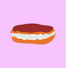 eclair typical french dessert. illustration for web and mobile design.