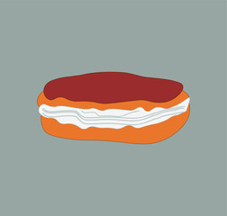 eclair typical french dessert. illustration for web and mobile design.